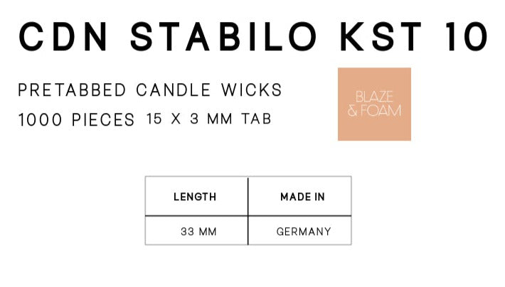 CDN Stabilo 10 - 33mm Tealight Wick(15mm x 3mm x 2.4mm Tab)