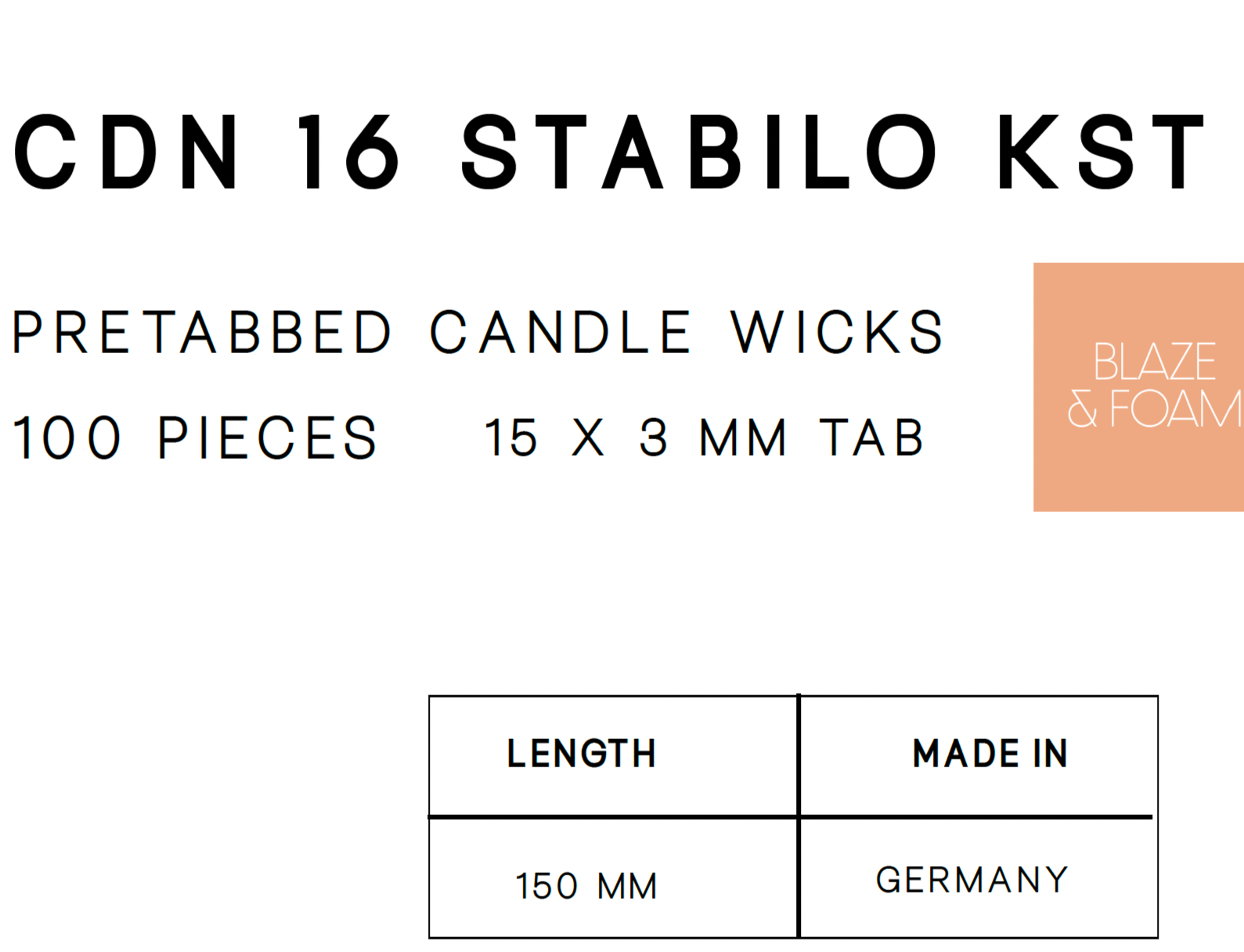 CDN Stabilo 16 -150mm Long (15mm x 3.8mm tab)