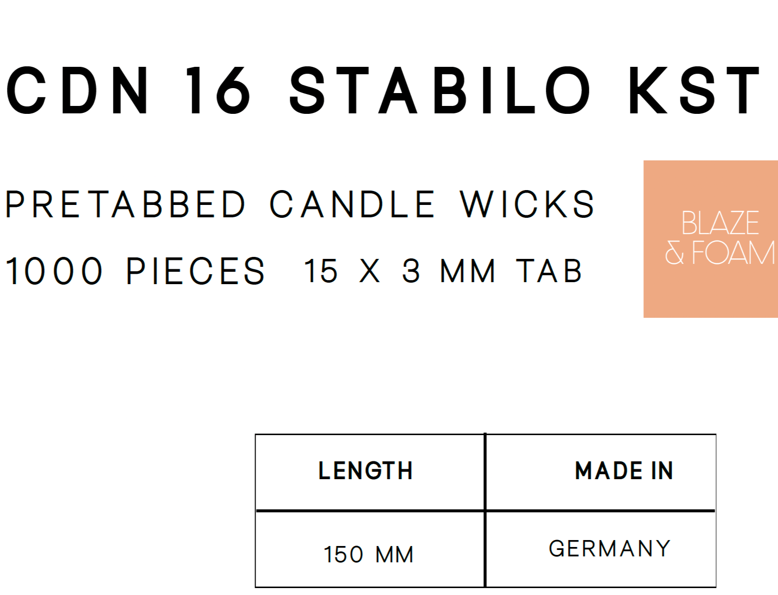 CDN Stabilo 16 -150mm Long (15mm x 3.8mm tab)