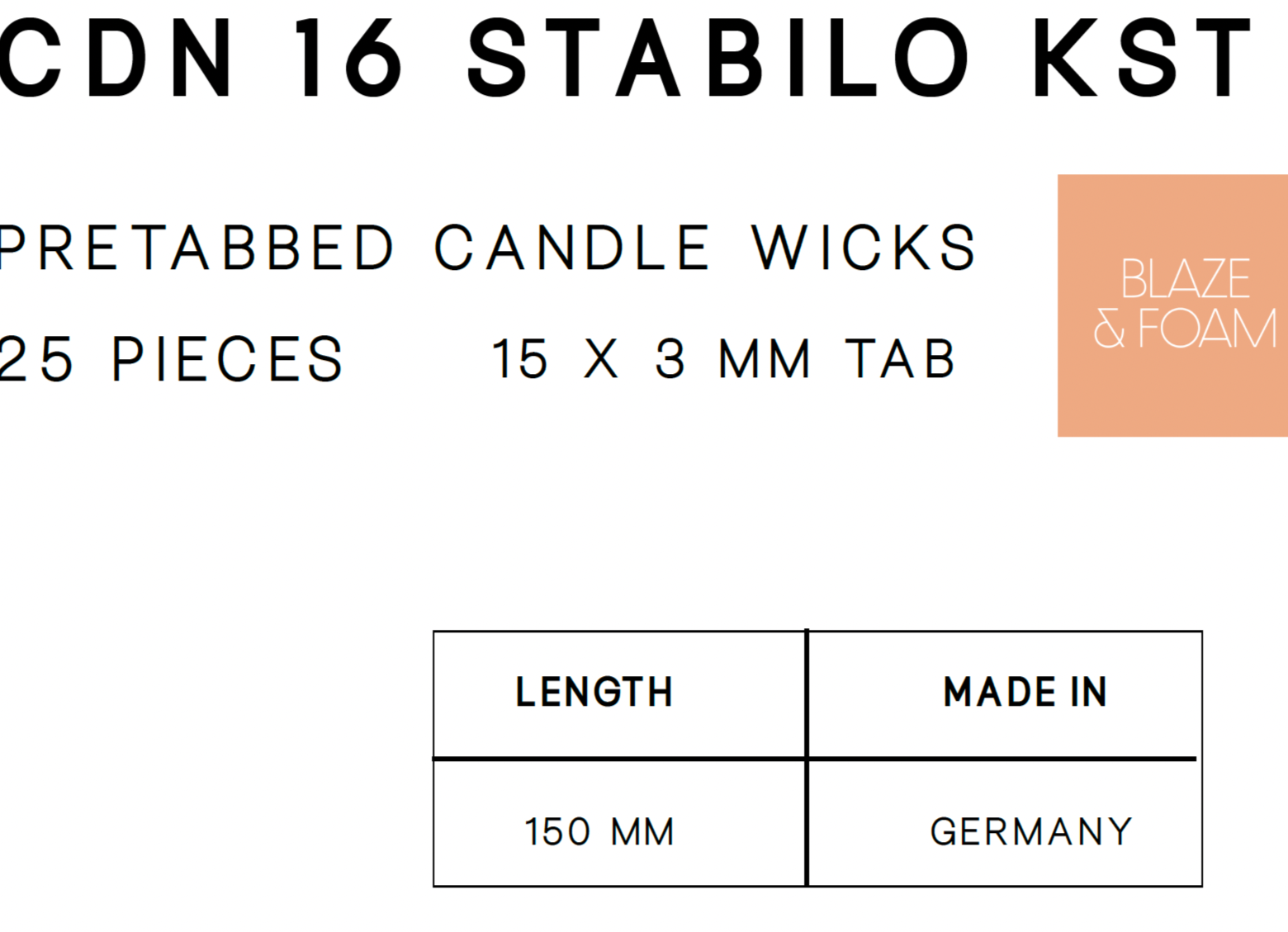CDN Stabilo 16 -150mm Long (15mm x 3.8mm tab)