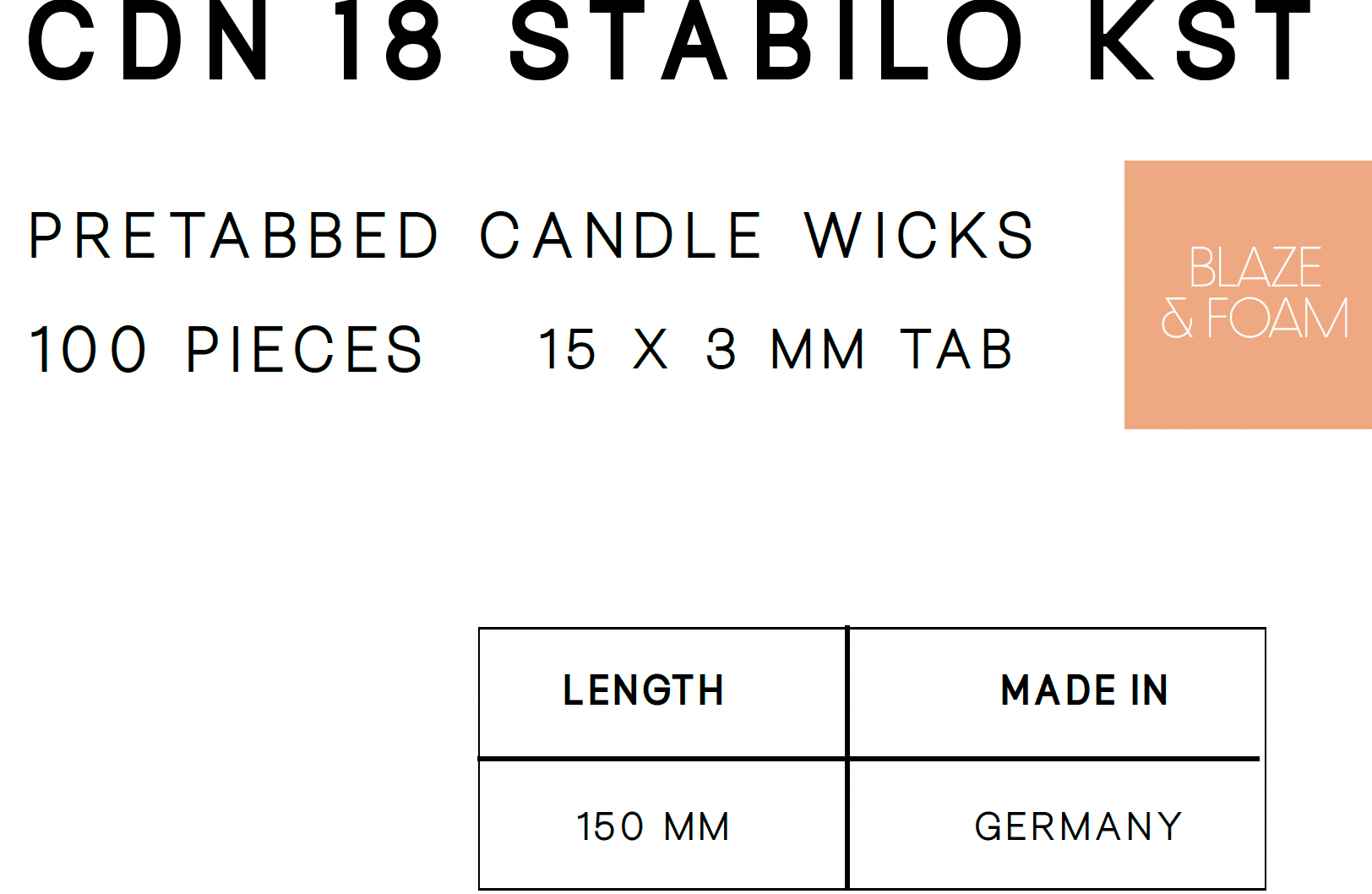 CDN Stabilo 18 -150mm Long (15mm x 3.8mm Tab)