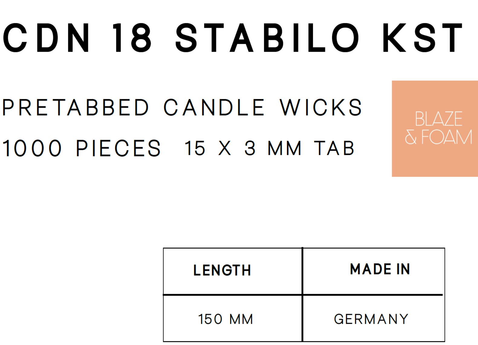 CDN Stabilo 18 -150mm Long (15mm x 3.8mm Tab)