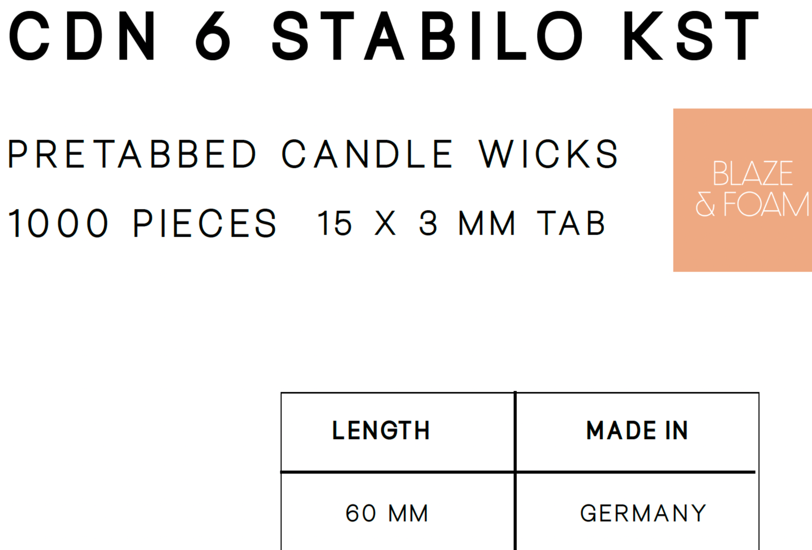 CDN Stabilo 6 - Votive 60mm long (15mm x 3.8mm tab)