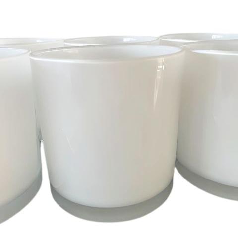 Oxford Extra Large Glass Opaque Glass Jar White Gloss with transparent base for making candles