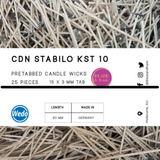 CDN Stabilo 10 - 60mm Long Votive wick (15mm x 3mm Tab) - Blaze & Foam 