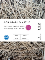 CDN Stabilo 10 - 60mm Long Votive wick (15mm x 3mm Tab) - Blaze & Foam 