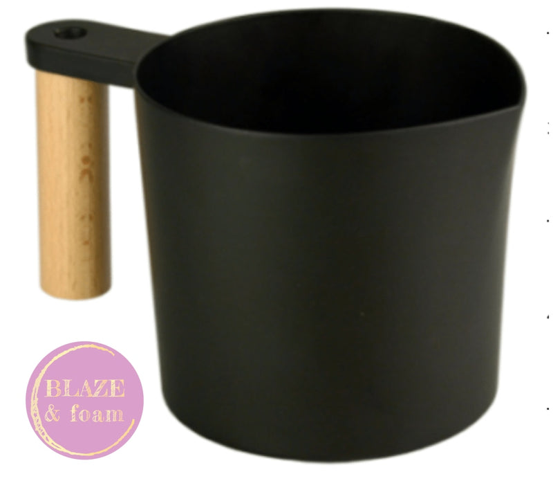 Aluminium Pouring Jug Black With Wood Handle - 1 Litre (More Stock Arriving October)